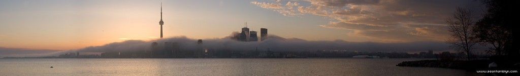 Cloudy Toronto skyline panorama, Ward's Island, Toronto Islands