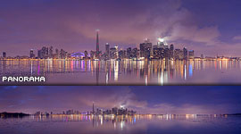 Foggy Toronto skyline panorama, Centre Island, Toronto Islands