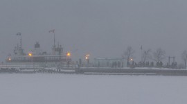 Ferry William Inglis in snow and ice, Ward's Island, Toronto Islands