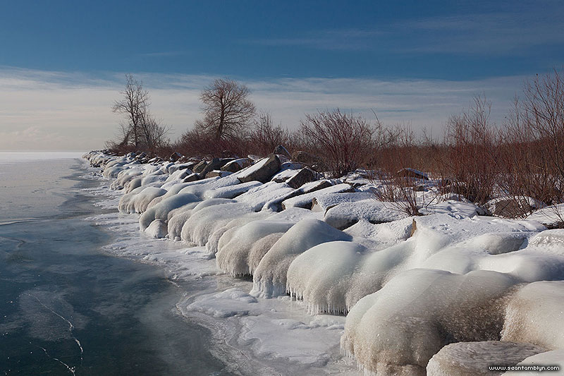 Ice coated break wall, Ward's Island, Toronto Islands
