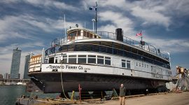 Toronto ferry Trillium in dry dock with Gordon Champion