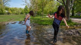 Kids play in the mud during the Flood of 2017, Ward's Island, Toronto Islands
