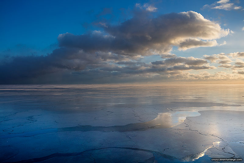 Lake Ontario frozen to the Horizon, Center Island, Toronto Islands