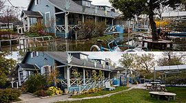 WIA Clubhouse during and after the Flood of 2017, Ward's Island, Toronto Islands