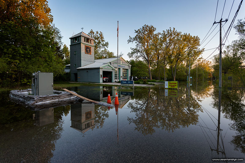 Flooded firehall, 235 Cibola Ave., Ward's Island, Toronto Islands