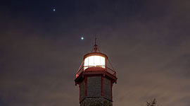 Venus and Jupiter conjunction, Gibralter Point lighthouse, Toronto Islands