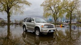 Car in floodwaters, Ward's Island, Toronto Islands